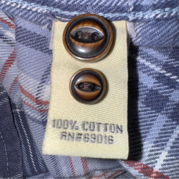 Ruff Hewn Men’s Flannel Shirt SZ XXL Blues Pearl Snaps Yoke 100% Cotton Western - Picture 6 of 7